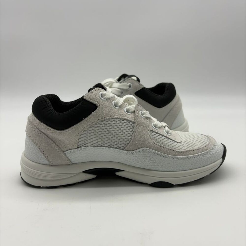 CHANEL White & Black Mesh Leather Sneakers for Women - Picture 5 of 9